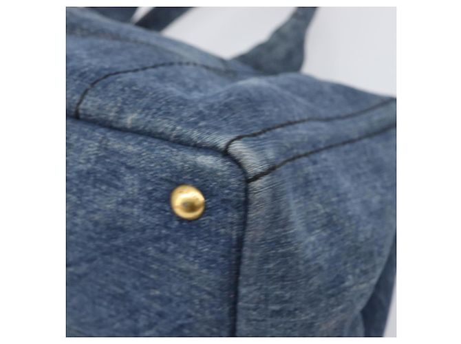 Bolso de mano PRADA Canapa MM Denim Blue Gold Tone Auth 202300A Azul - vista 9