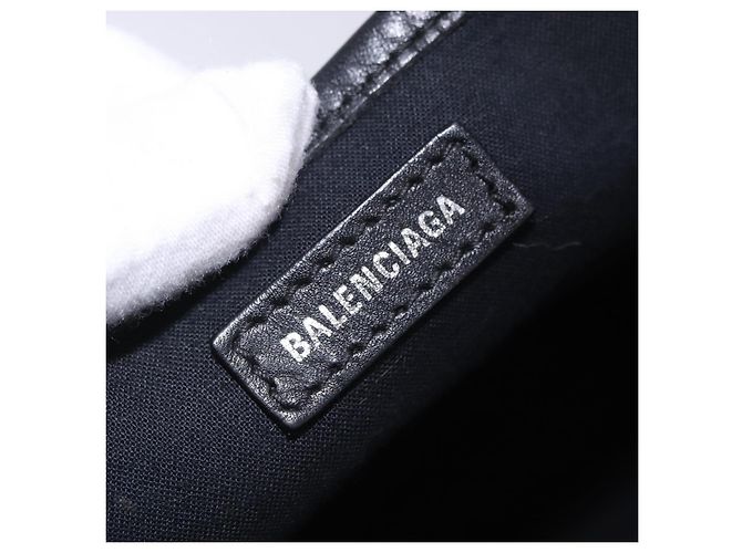 Borsa a mano BALENCIAGA Navy Cabas XS Canvas Black 390346 Auth 200438A Nero - vista 17