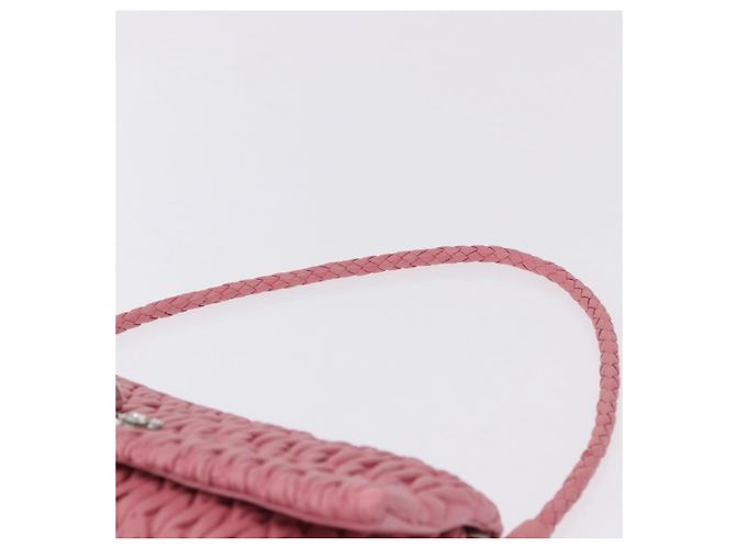 Borsa a tracolla Miu Miu Matelassé in pelle 2way Rosa Argento Auth ka6075M - vista 14