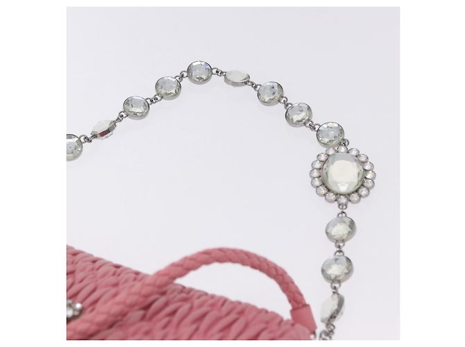 Borsa a tracolla Miu Miu Matelassé in pelle 2way Rosa Argento Auth ka6075M - vista 15