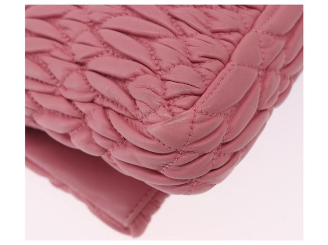 Borsa a tracolla Miu Miu Matelassé in pelle 2way Rosa Argento Auth ka6075M - vista 17