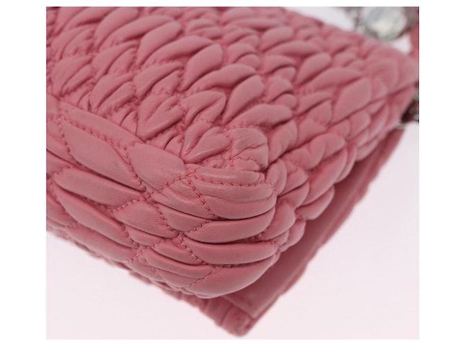 Borsa a tracolla Miu Miu Matelassé in pelle 2way Rosa Argento Auth ka6075M - vista 18