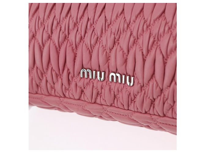 Borsa a tracolla Miu Miu Matelassé in pelle 2way Rosa Argento Auth ka6075M - vista 19