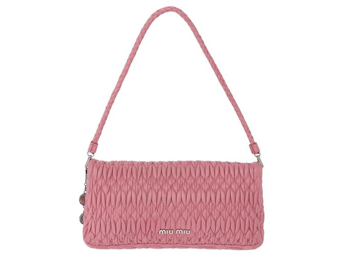 Borsa a tracolla Miu Miu Matelassé in pelle 2way Rosa Argento Auth ka6075M - vista 2