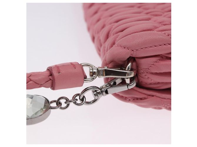 Borsa a tracolla Miu Miu Matelassé in pelle 2way Rosa Argento Auth ka6075M - vista 22