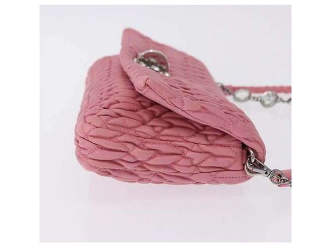 Borsa a tracolla Miu Miu Matelassé in pelle 2way Rosa Argento Auth ka6075M - vista 3