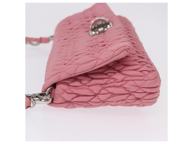 Borsa a tracolla Miu Miu Matelassé in pelle 2way Rosa Argento Auth ka6075M - vista 4