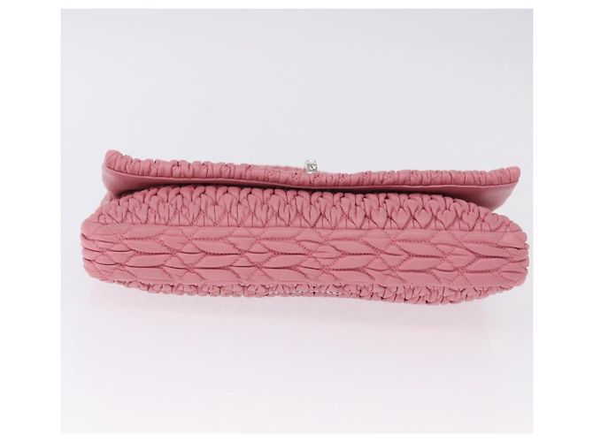Borsa a tracolla Miu Miu Matelassé in pelle 2way Rosa Argento Auth ka6075M - vista 5