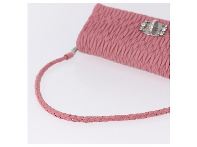 Borsa a tracolla Miu Miu Matelassé in pelle 2way Rosa Argento Auth ka6075M - vista 7