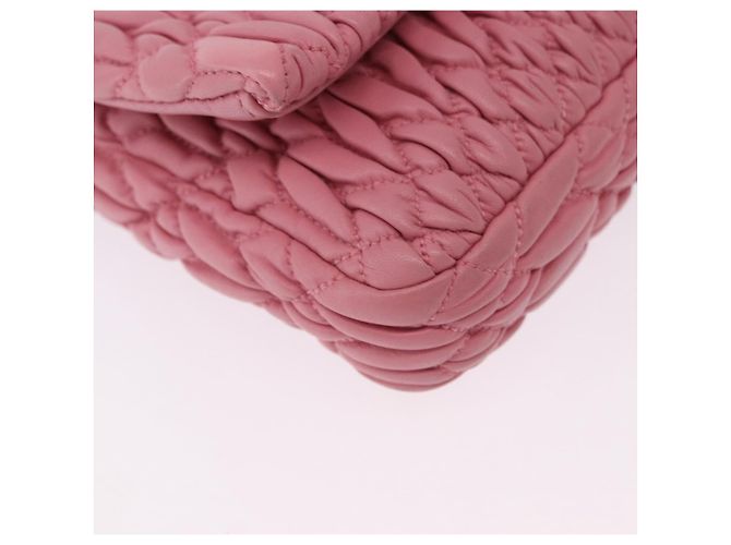 Borsa a tracolla Miu Miu Matelassé in pelle 2way Rosa Argento Auth ka6075M - vista 9