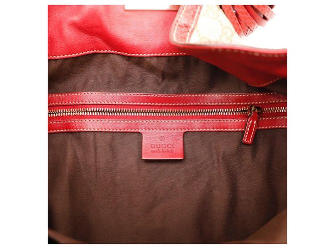 Borsa Hobo Gucci Monogram Bamboo con Nappine Rosso Beige - vista 11