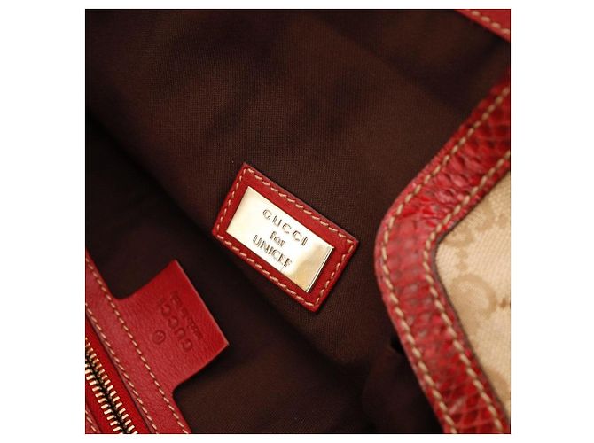 Borsa Hobo Gucci Monogram Bamboo con Nappine Rosso Beige - vista 12