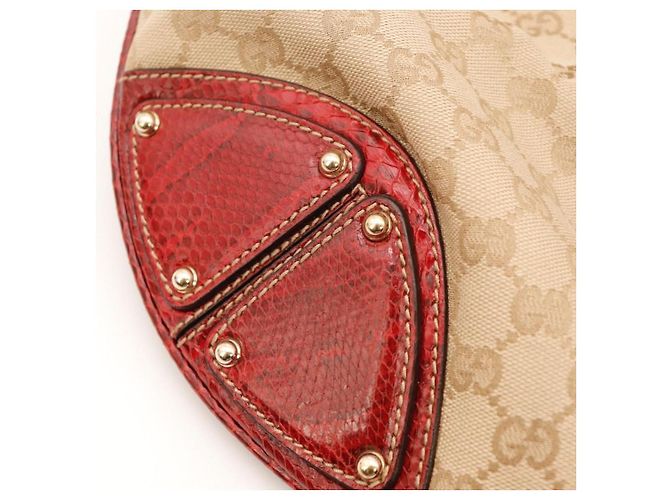Borsa Hobo Gucci Monogram Bamboo con Nappine Rosso Beige - vista 8