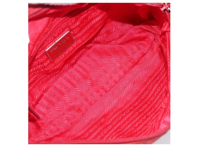 Bolso de Hombro PRADA Nylon Rojo Plata Auth 201440 Roja - vista 11