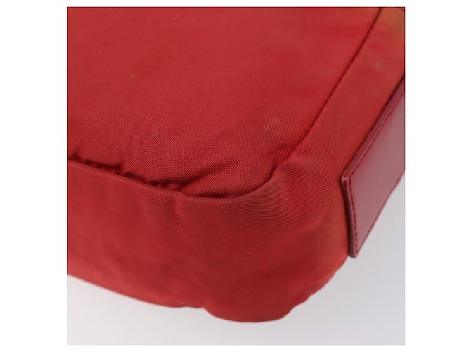 Bolso de Hombro PRADA Nylon Rojo Plata Auth 201440 Roja - vista 14
