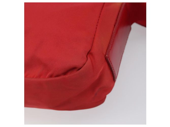 Bolso de Hombro PRADA Nylon Rojo Plata Auth 201440 Roja - vista 16