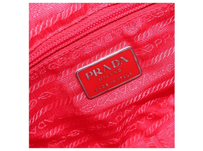 Bolso de Hombro PRADA Nylon Rojo Plata Auth 201440 Roja - vista 20
