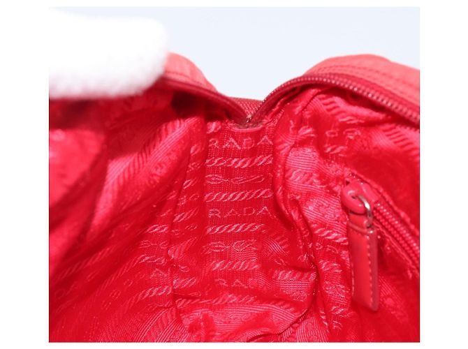 Bolso de Hombro PRADA Nylon Rojo Plata Auth 201440 Roja - vista 22