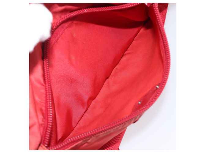 Bolso de Hombro PRADA Nylon Rojo Plata Auth 201440 Roja - vista 25