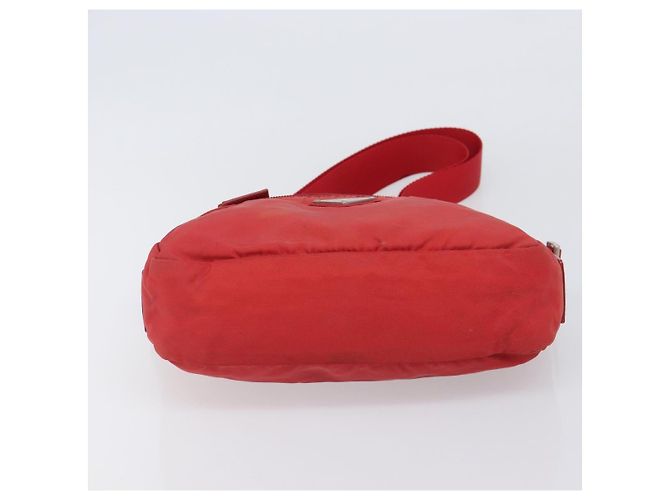 Bolso de Hombro PRADA Nylon Rojo Plata Auth 201440 Roja - vista 5
