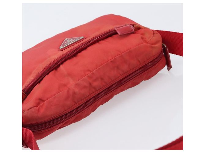 Bolso de Hombro PRADA Nylon Rojo Plata Auth 201440 Roja - vista 6