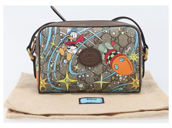 Borsa a tracolla GUCCI GG Supreme Disney Donald Duck PVC Beige 648124 Auth 202863SAM - vista 12
