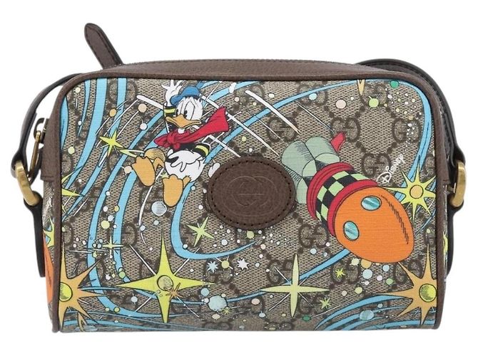 Borsa a tracolla GUCCI GG Supreme Disney Donald Duck PVC Beige 648124 Auth 202863SAM - vista 13