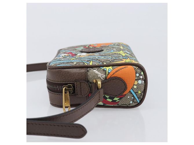 Borsa a tracolla GUCCI GG Supreme Disney Donald Duck PVC Beige 648124 Auth 202863SAM - vista 4