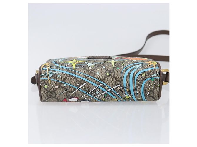 Borsa a tracolla GUCCI GG Supreme Disney Donald Duck PVC Beige 648124 Auth 202863SAM - vista 5