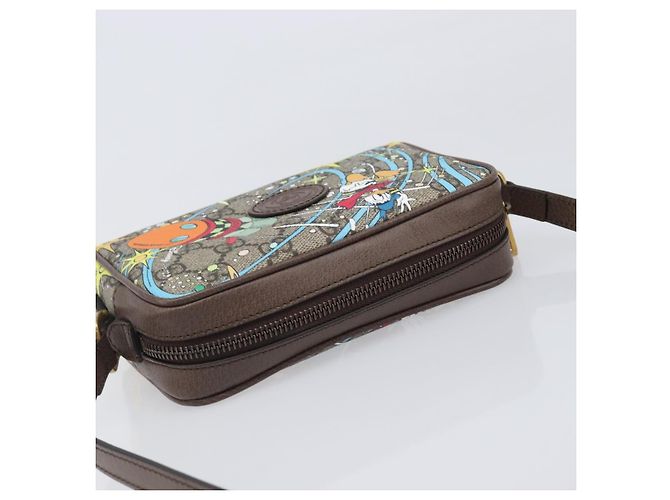 Borsa a tracolla GUCCI GG Supreme Disney Donald Duck PVC Beige 648124 Auth 202863SAM - vista 6
