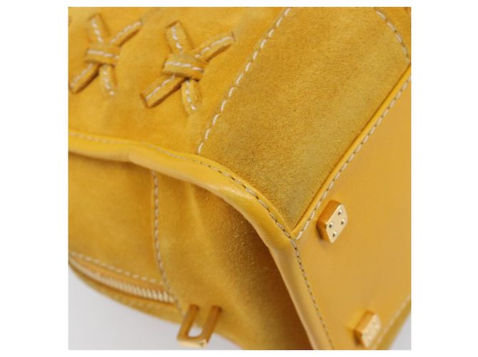 Borsa a mano LOEWE Amazona 28 Suede Yellow Gold Auth 200433V D'oro Giallo - vista 14