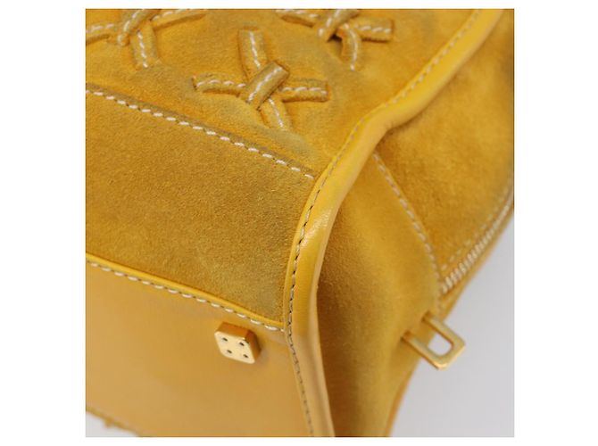 Borsa a mano LOEWE Amazona 28 Suede Yellow Gold Auth 200433V D'oro Giallo - vista 15