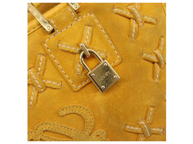 Borsa a mano LOEWE Amazona 28 Suede Yellow Gold Auth 200433V D'oro Giallo - vista 17