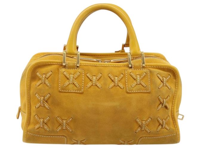 Borsa a mano LOEWE Amazona 28 Suede Yellow Gold Auth 200433V D'oro Giallo - vista 2