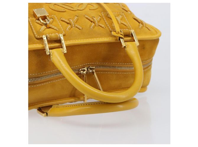 Borsa a mano LOEWE Amazona 28 Suede Yellow Gold Auth 200433V D'oro Giallo - vista 7