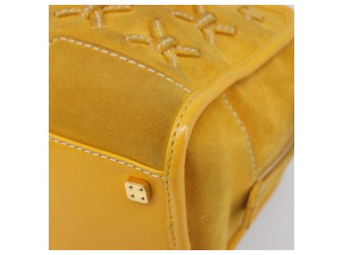 Borsa a mano LOEWE Amazona 28 Suede Yellow Gold Auth 200433V D'oro Giallo - vista 9