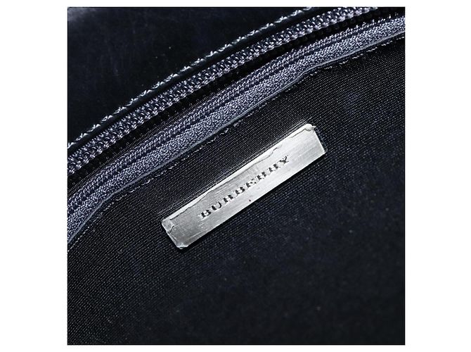 Borsa a Mano BURBERRY Nova Check Pelle Nero Argento Auth 200706V - vista 11