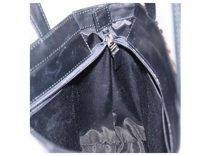 Borsa a Mano BURBERRY Nova Check Pelle Nero Argento Auth 200706V - vista 17