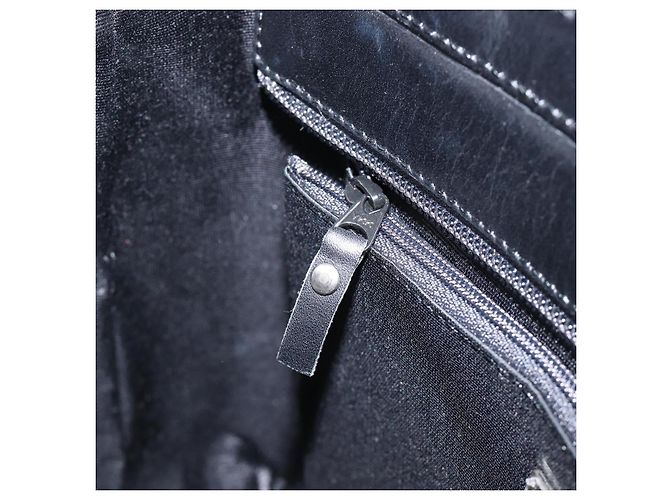Borsa a Mano BURBERRY Nova Check Pelle Nero Argento Auth 200706V - vista 19