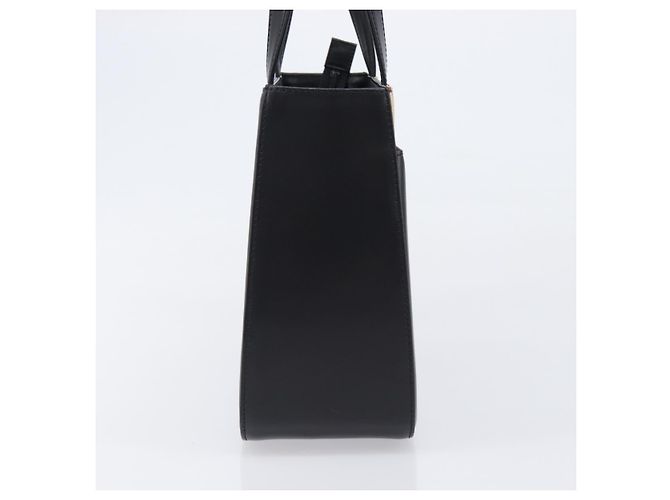 Borsa a Mano BURBERRY Nova Check Pelle Nero Argento Auth 200706V - vista 4