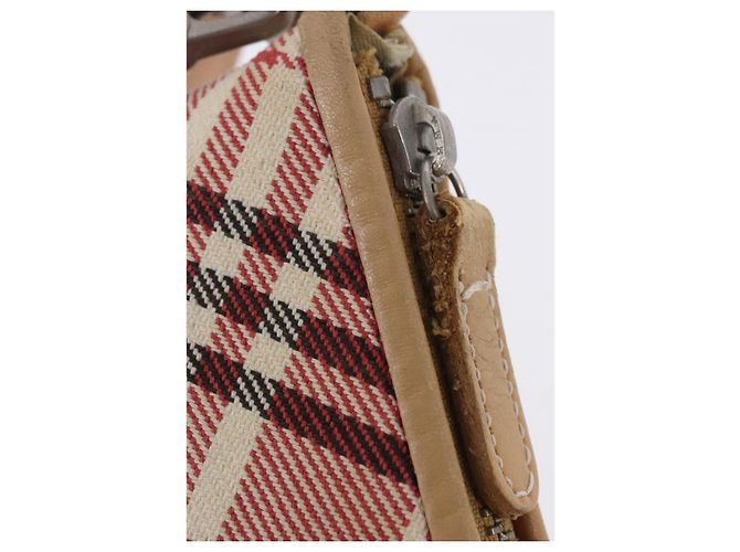 Borsa a tracolla BURBERRY Nova Check Canvas 2way Rosso Argento Auth ti4023 - vista 10