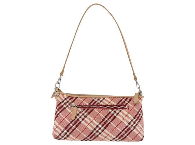 Borsa a tracolla BURBERRY Nova Check Canvas 2way Rosso Argento Auth ti4023 - vista 2