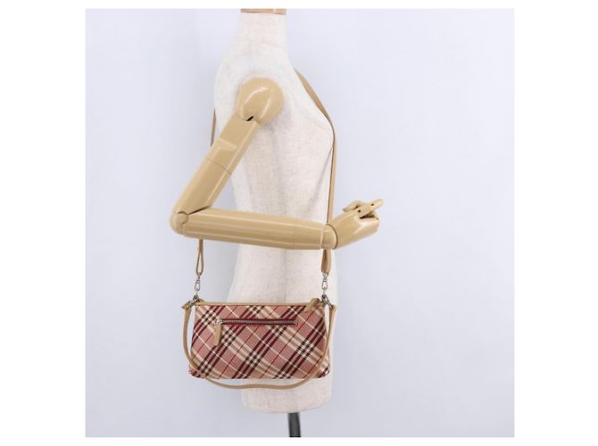 Borsa a tracolla BURBERRY Nova Check Canvas 2way Rosso Argento Auth ti4023 - vista 25