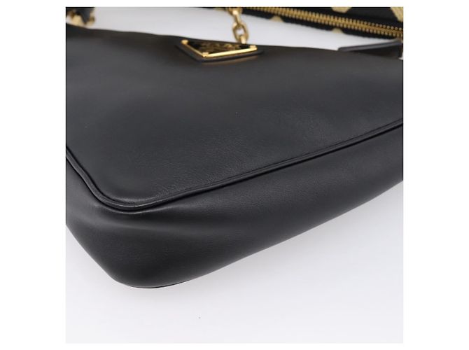 Bolsa de Mão PRADA Triangle Canvas Leather 2way Beige Black 1BC176 Auth ka6170M Preto Bege - vista 19