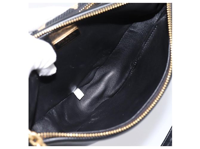Bolsa de Mão PRADA Triangle Canvas Leather 2way Beige Black 1BC176 Auth ka6170M Preto Bege - vista 32