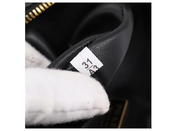 Bolsa de Mão PRADA Triangle Canvas Leather 2way Beige Black 1BC176 Auth ka6170M Preto Bege - vista 35