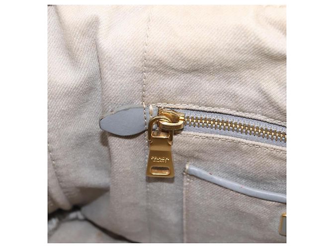 PRADA Canapa MM Hand Bag Canvas Gray Gold Auth 203427 Brown Golden - view 20
