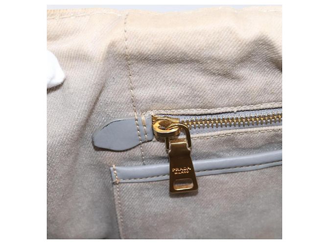 PRADA Canapa MM Hand Bag Canvas Gray Gold Auth 203427 Brown Golden - view 22
