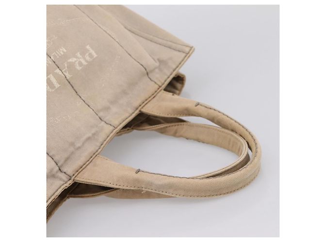PRADA Canapa MM Hand Bag Canvas Gray Gold Auth 203427 Brown Golden - view 7
