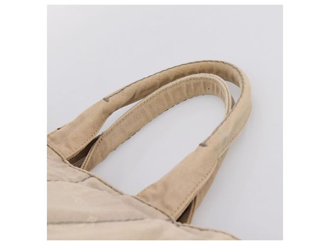 PRADA Canapa MM Hand Bag Canvas Gray Gold Auth 203427 Brown Golden - view 8
